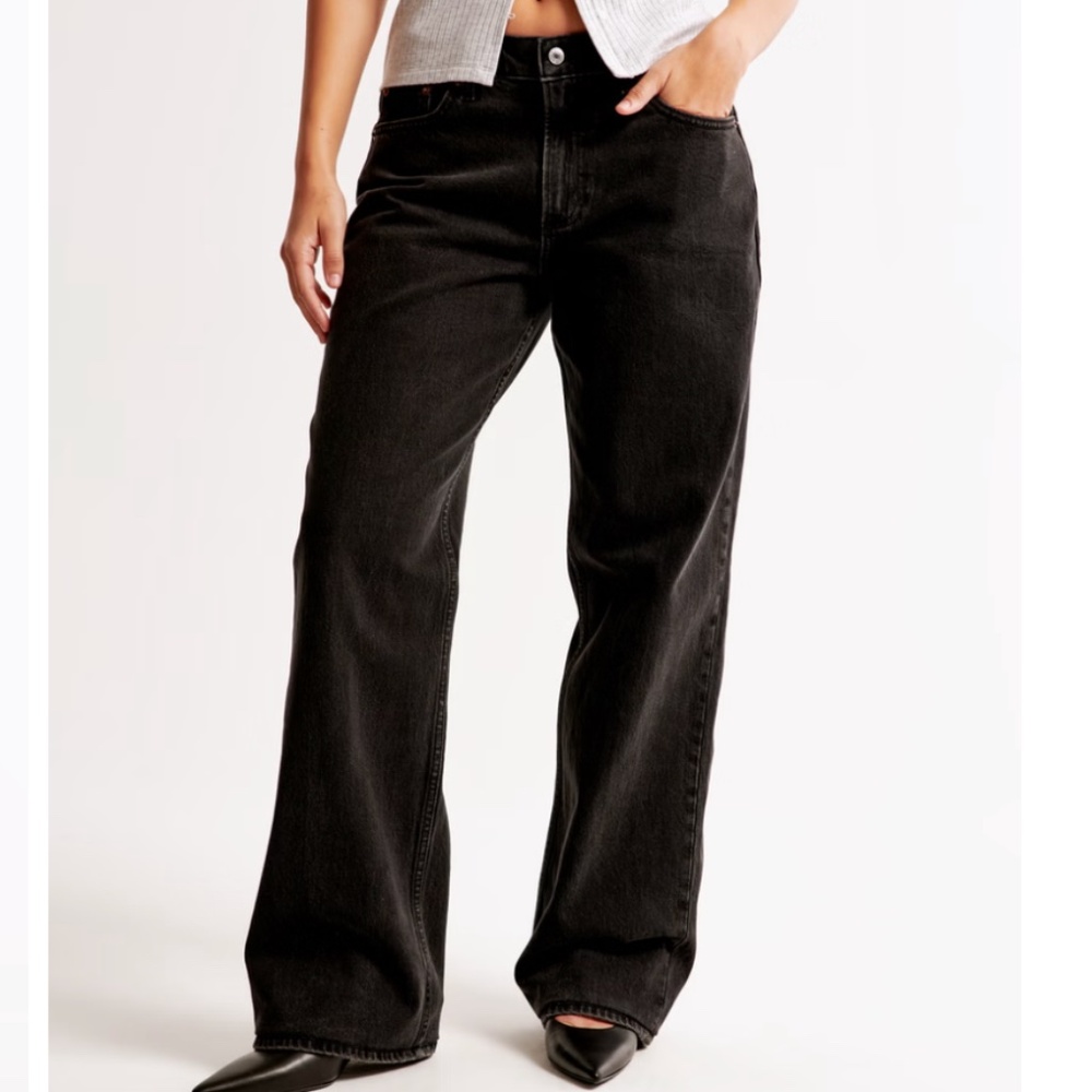 Abercrombie & Fitch Baggy Low Rise Jeans - Black Wash - Size 24L Curve Love